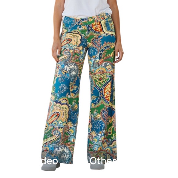 LAUREN RALPH LAUREN PULLON Colorful Paisley Wide-Leg Pants S - Picture 1 of 11